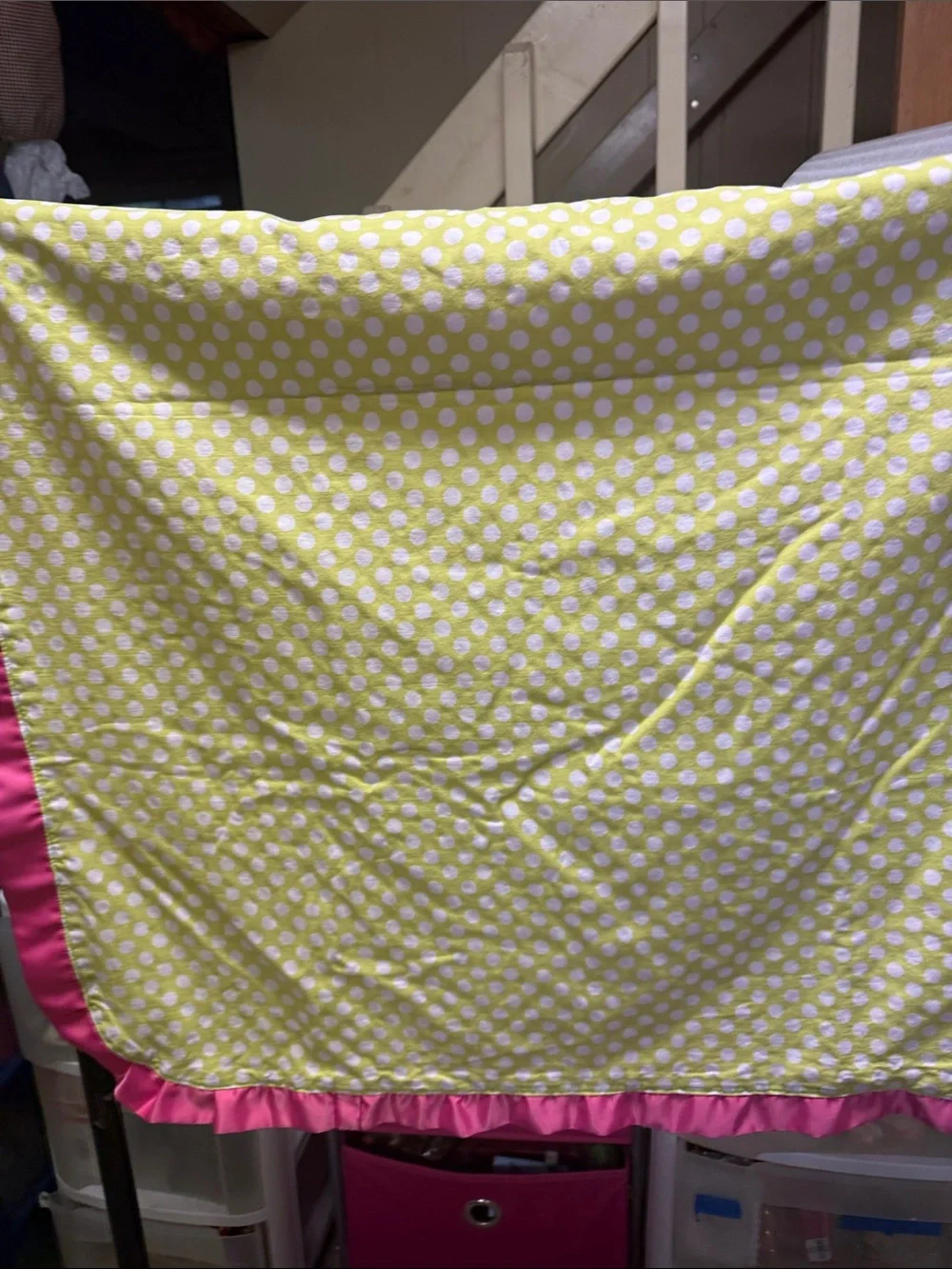 Pink Minky Dot Baby Blanket with Satin Ruffle Trim